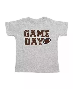 Футболка с короткими рукавами и нашивкой Game Day для мальчиков для малышей Sweet Wink, серый