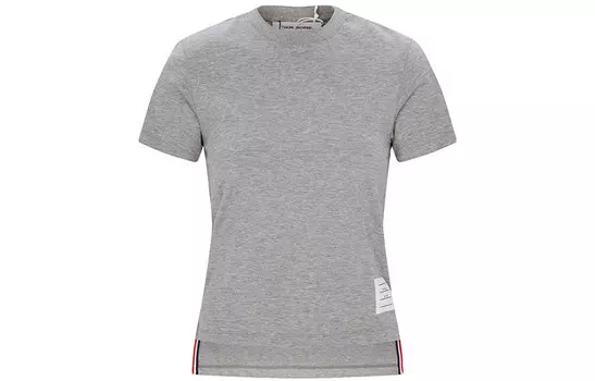 Футболка с короткими рукавами и нашивкой-логотипом THOM BROWNE, серый