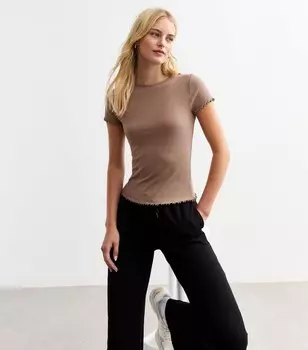 Футболка с короткими рукавами и оборками New Look, коричневый