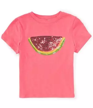 Футболка с короткими рукавами и пайетками A Loves A Big для девочек 7–16 лет, розовый