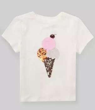 Футболка с короткими рукавами и пайетками A Loves A Big для девочек 7–16 лет, белый