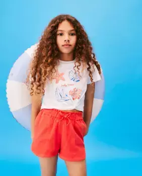 Футболка с короткими рукавами и полубоковым кроссовером для девочек Kids El Corte Ingls, белый