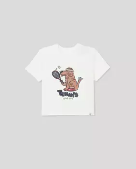 Футболка с короткими рукавами и позиционным принтом для мальчика Baby El Corte Ingls, белый