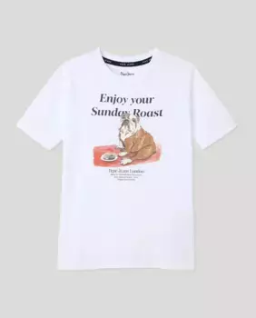 Футболка с короткими рукавами и принтом «бульдог» для мальчиков Pepe Jeans, белый