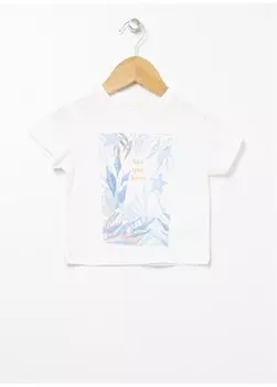 Футболка с короткими рукавами и принтом для маленьких девочек с круглым вырезом цвета экрю 22SG-33 Mammaramma, экрю