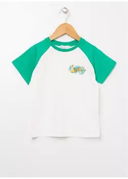 Футболка с короткими рукавами и принтом для маленьких мальчиков с круглым вырезом цвета экрю 22SB-60 Mammaramma, экрю