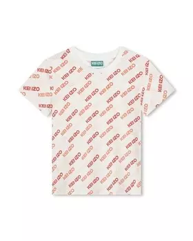 Футболка с короткими рукавами и принтом для девочки Kenzo Kids, белый