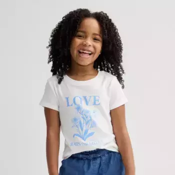 Футболка с короткими рукавами и принтом для девочек 4–12 лет Jumping Beans, цвет white daisy