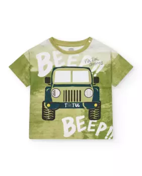 Футболка с короткими рукавами и принтом джипа для мальчика Tuc tuc, цвет Caqui