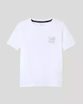 Футболка с короткими рукавами и принтом Fish & Chips для мальчиков Pepe Jeans, белый