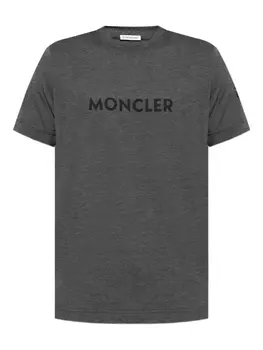 Футболка с короткими рукавами и принтом логотипа Moncler, серый