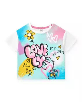 Футболка с короткими рукавами и принтом спереди для девочек Tuc tuc, белый