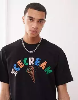 Футболка с короткими рукавами и принтом в виде рожка ICECREAM, черная