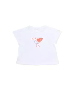 Футболка с короткими рукавами и птичьим принтом для мальчика KNOT, белый