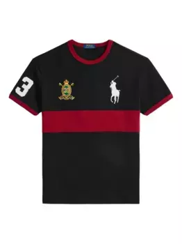 Футболка с короткими рукавами и ребристым вырезом POLO RALPH LAUREN, черный