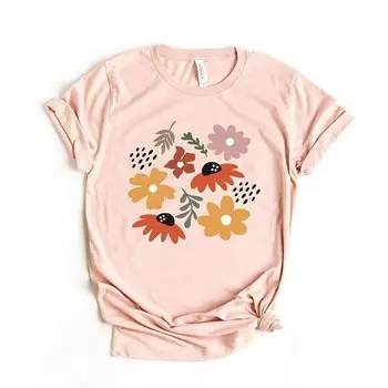 Футболка с короткими рукавами и рисунком абстрактных цветов Simply Sage Market, цвет Blush