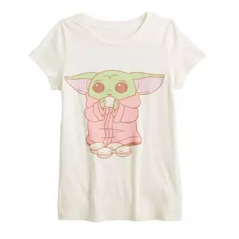 Футболка с короткими рукавами и рисунком Baby Yoda для девочек 7–16 лет Licensed Character, цвет Ivory