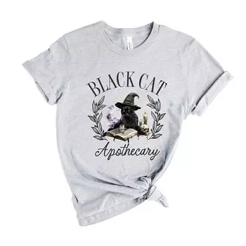 Футболка с короткими рукавами и рисунком Black Cat Apothecary Simply Sage Market, цвет Heather Grey