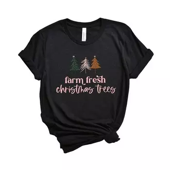 Футболка с короткими рукавами и рисунком Boho Farm Fresh Christmas Trees Simply Sage Market, черный