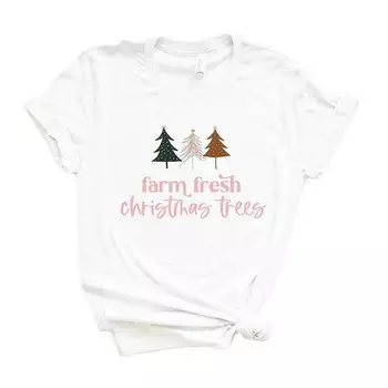 Футболка с короткими рукавами и рисунком Boho Farm Fresh Christmas Trees Simply Sage Market, белый