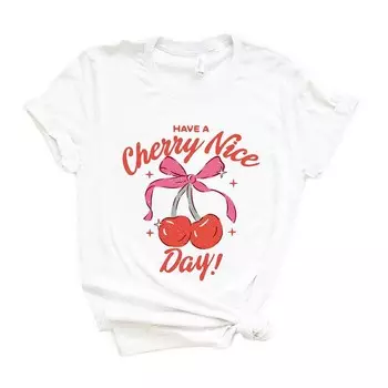Футболка с короткими рукавами и рисунком Coquette Cherry Nice Day Simply Sage Market, белый