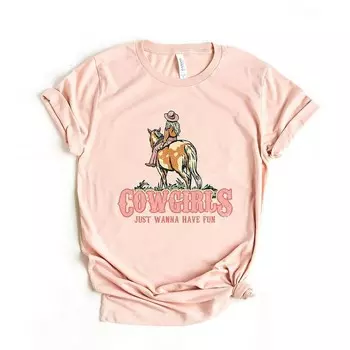 Футболка с короткими рукавами и рисунком «Cowgirls Just Wanna Have Fun» в стиле ретро Simply Sage Market, цвет Blush