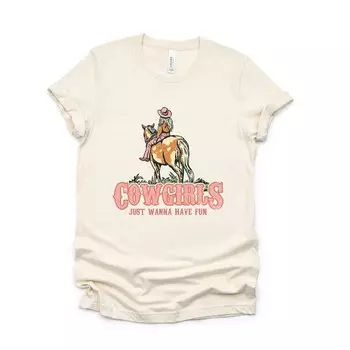 Футболка с короткими рукавами и рисунком «Cowgirls Just Wanna Have Fun» в стиле ретро Simply Sage Market, цвет Cream