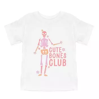 Футболка с короткими рукавами и рисунком Cute Bones Club для малышей The Juniper Shop, белый