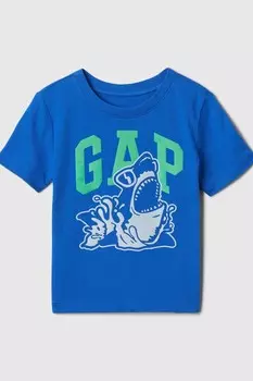 Футболка с короткими рукавами и рисунком (для новорожденных 5 лет) Gap, синий