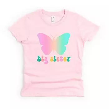 Футболка с короткими рукавами и рисунком для малышей Big Sister Butterfly The Juniper Shop, розовый