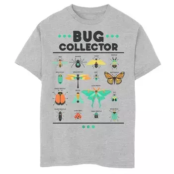 Футболка с короткими рукавами и рисунком для мальчиков 8–20 лет Bug Collector Assorted Bugs Licensed Character, цвет Athletic Heather