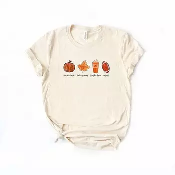 Футболка с короткими рукавами и рисунком Fall Favorites Simply Sage Market, цвет Cream