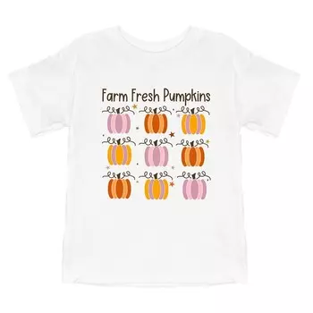 Футболка с короткими рукавами и рисунком Farm Fresh Pumpkins Chart для малышей The Juniper Shop, белый
