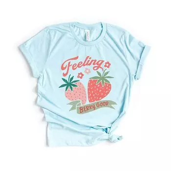 Футболка с короткими рукавами и рисунком Feeling Berry Good Strawberry Simply Sage Market, цвет Ice Blue