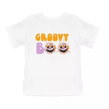 Футболка с короткими рукавами и рисунком Groovy Boo для малышей The Juniper Shop, белый