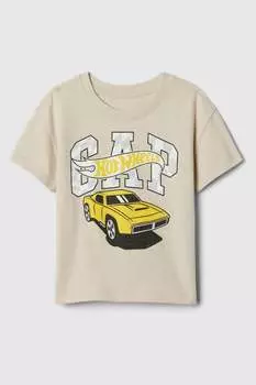 Футболка с короткими рукавами и рисунком Hot Wheels (от 12 месяцев до 5 лет) Gap, бежевый