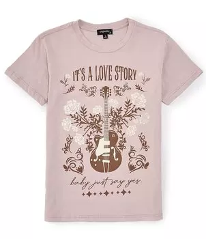Футболка с короткими рукавами и рисунком «История любви» для больших девочек 7–16 лет Originality, фиолетовый