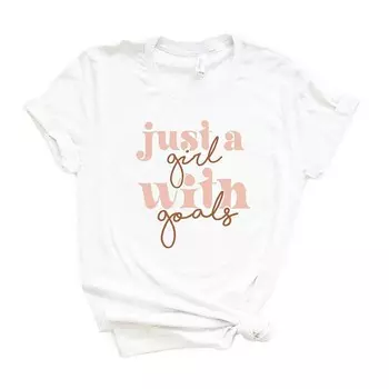 Футболка с короткими рукавами и рисунком Just A Girl With Goals Simply Sage Market, белый