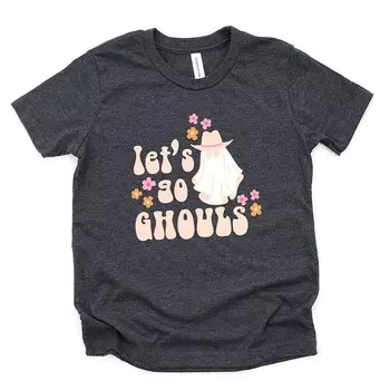 Футболка с короткими рукавами и рисунком Let's Go Ghouls Ghost для малышей The Juniper Shop, цвет Char Coal