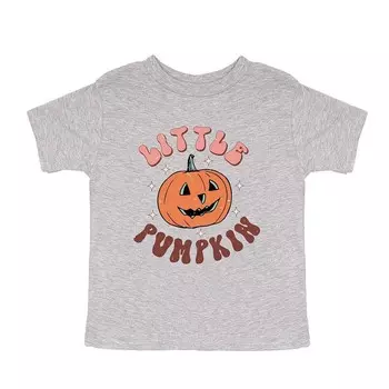 Футболка с короткими рукавами и рисунком Little Pumpkin Retro для малышей The Juniper Shop, цвет Heather Grey