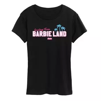 Футболка с короткими рукавами и рисунком Missy Plus Barbie The Movie Land Greetings Licensed Character, черный