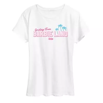 Футболка с короткими рукавами и рисунком Missy Plus Barbie The Movie Land Greetings Licensed Character, белый