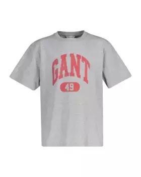 Футболка с короткими рукавами и рисунком на груди Gant, серый