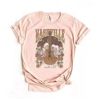 Футболка с короткими рукавами и рисунком Nashville Tennessee Flowers Simply Sage Market, цвет Blush