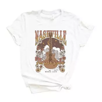 Футболка с короткими рукавами и рисунком Nashville Tennessee Flowers Simply Sage Market, белый