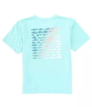 Футболка с короткими рукавами и рисунком PFG Elements Columbia для маленьких/больших мальчиков 4–18 лет, синий