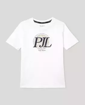 Футболка с короткими рукавами и рисунком PJL для мальчиков Pepe Jeans, белый