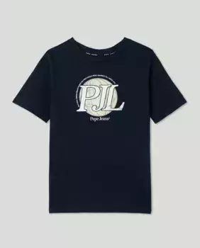 Футболка с короткими рукавами и рисунком PJL для мальчиков Pepe Jeans, синий