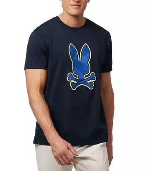 Футболка с короткими рукавами и рисунком Psycho Bunny Lenox, синий