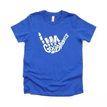 Футболка с короткими рукавами и рисунком скелета Good Vibes для малышей The Juniper Shop, цвет Royal